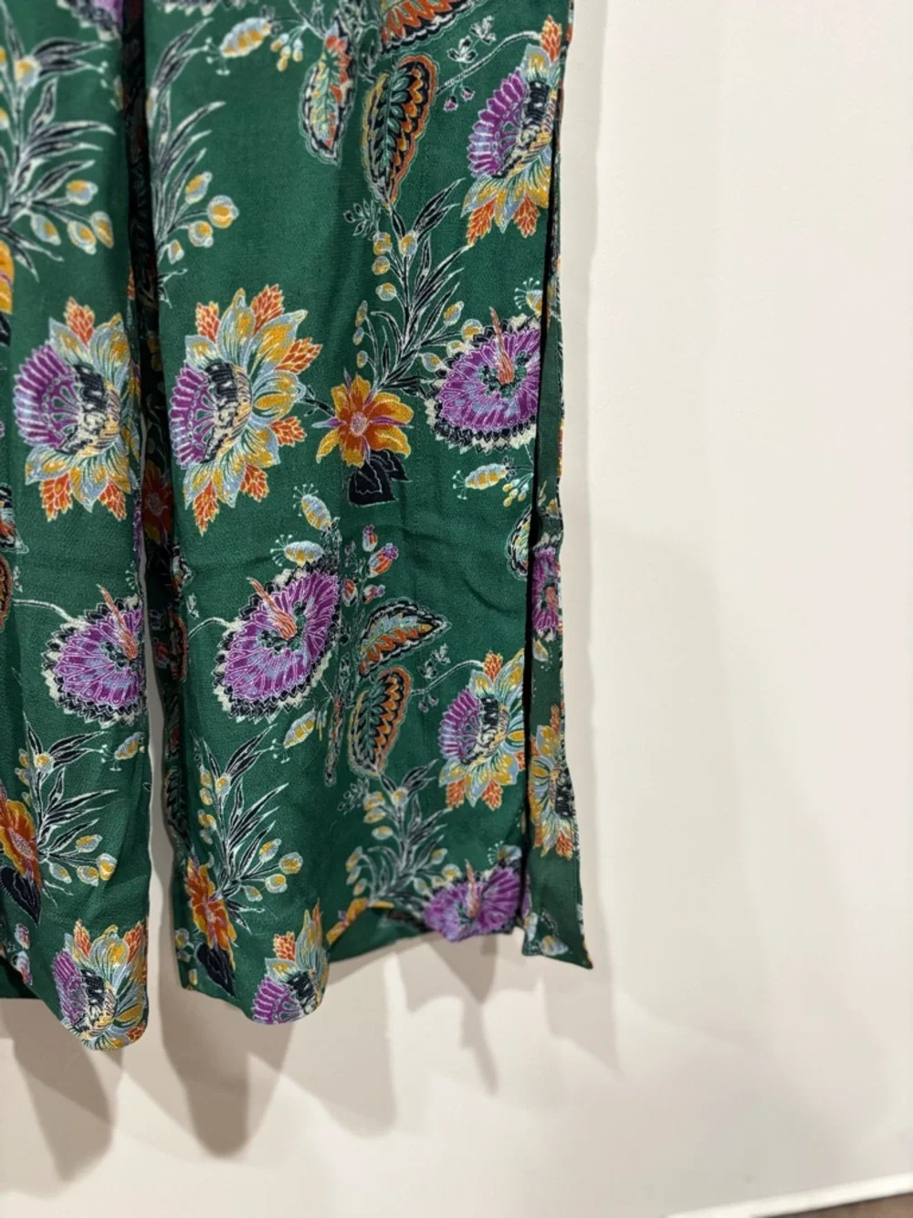 Equipment Jacqueline Floral-Print Side-Slit Wide-Leg Trousers Size 0 - Picture 6 of 10